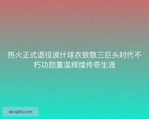 热火正式退役波什球衣致敬三巨头时代不朽功勋重温辉煌传奇生涯