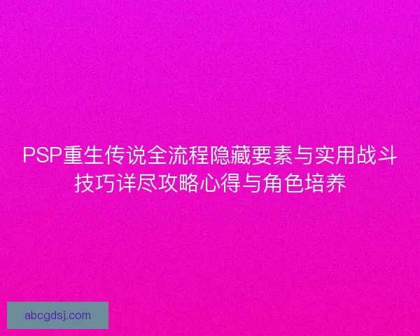 PSP重生传说全流程隐藏要素与实用战斗技巧详尽攻略心得与角色培养