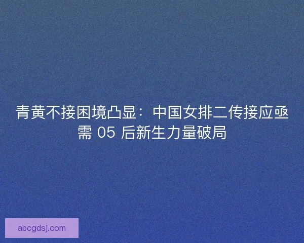 青黄不接困境凸显：中国女排二传接应亟需 05 后新生力量破局